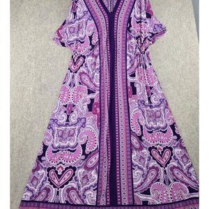 Romans Pink Boho Maxi Dress Womens Paisley Print Purple